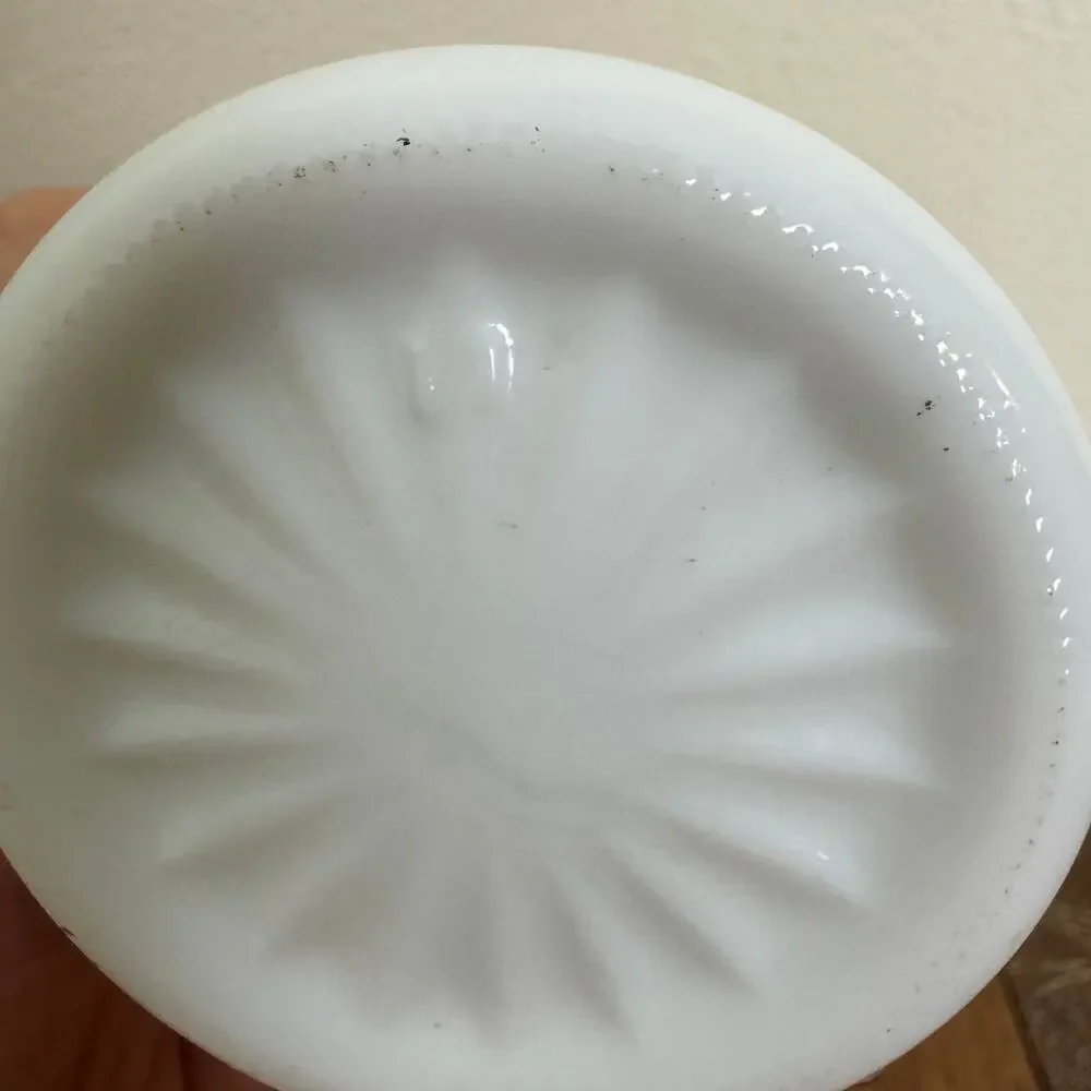 Vintage Ring of Fire Milk Glass Short Pressed Glass 6 inches Bud‎ Vase - Picture 4 of 9